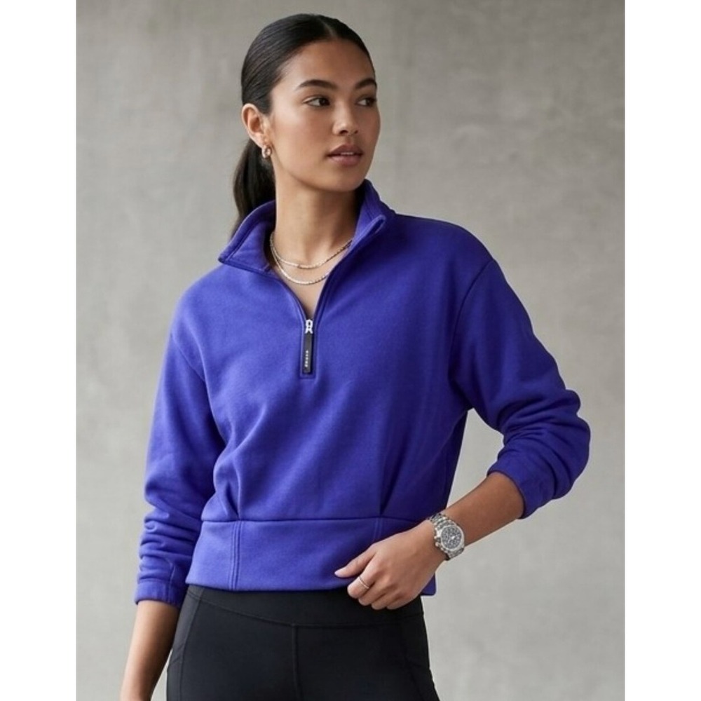 Athleta Altitude Polartec Half-Zip Pullover Sweatshirt L Noble Purple Blue Solid